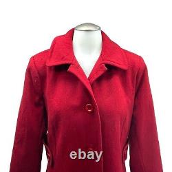 Vintage LARRY LEVINE Womens 4 Wool Mid Length Pea Coat Long Winter Jacket RED