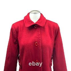 Vintage LARRY LEVINE Womens 4 Wool Mid Length Pea Coat Long Winter Jacket RED