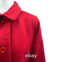 Vintage LARRY LEVINE Womens 4 Wool Mid Length Pea Coat Long Winter Jacket RED