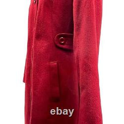 Vintage LARRY LEVINE Womens 4 Wool Mid Length Pea Coat Long Winter Jacket RED