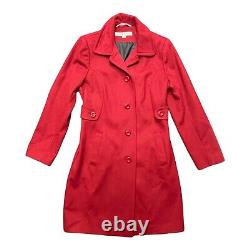 Vintage LARRY LEVINE Womens 4 Wool Mid Length Pea Coat Long Winter Jacket RED