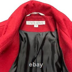 Vintage LARRY LEVINE Womens 4 Wool Mid Length Pea Coat Long Winter Jacket RED