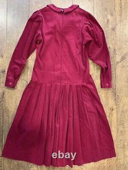 Vintage Laura Ashley Corduroy Sailor Collar Dress 80s Womens US 6 UK8 EUR 34