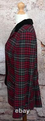 Vintage Laura Ashley Red Tartan Check Riding Style Jacket 100% Wool Size 16
