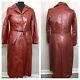 Vintage Leather Cordovan Trench Coat Fully Lined 8