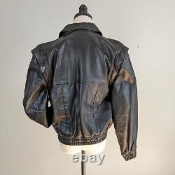 Vintage Leather Jacket Bomber Coat Vest Black Red 80s Anthony's Womens 10