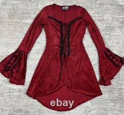 Vintage Lip Service Dress Womens Small Red Velvet Goth Vampire Gown