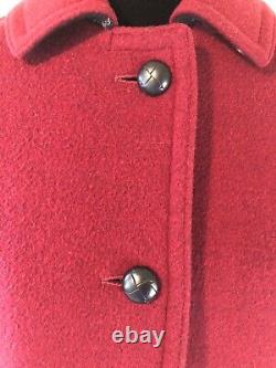 Vintage Loden Salko Long Wool Coat, Double Face, Sz 4, Red, Plaid Lined, Austria