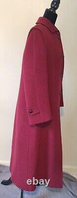 Vintage Loden Salko Long Wool Coat, Double Face, Sz 4, Red, Plaid Lined, Austria