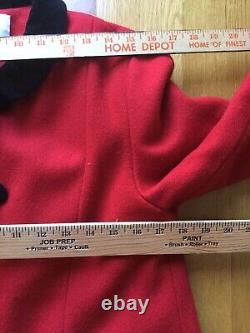 Vintage London Fog, red womens winter wool 70%, coat, velvet buttons