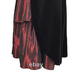Vintage MARION DONALDSON Black Velvet Red Satin Dress 12 Victorian Steampunk