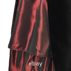 Vintage MARION DONALDSON Black Velvet Red Satin Dress 12 Victorian Steampunk