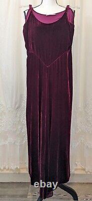 Vintage MARRIKA NAKK Velvet Dress Maroon Asymmetrical Long Maxi Bridal SMALL