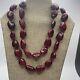 Vintage Marbled Cherry Red Bakelite Graduated Necklace Long Strand 38 Tested-j1