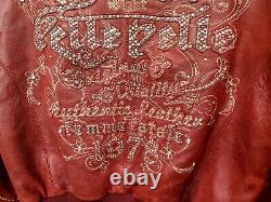 Vintage Marc Buchanan Leather Pelle Pelle Red Silver Studded Jacket Size 10