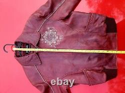 Vintage Marc Buchanan Leather Pelle Pelle Red Silver Studded Jacket Size 10