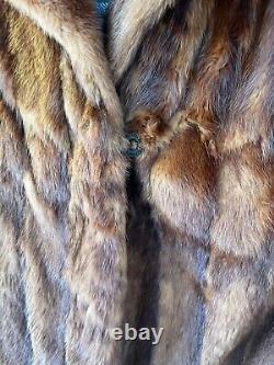 Vintage Mink Fiery Red Auburn Cropped Fur Coat Jacket Womens Large Floral Inside