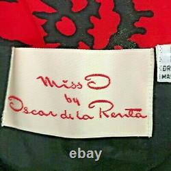 Vintage Miss D By Oscar Women's Dress Silk Black Red Rusche Shawl Strap 6