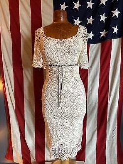 Vintage Moda International White Crochet Dress