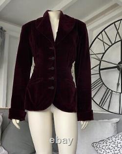 Vintage Monsoon Twilight Burgundy Wine Red Velvet Jacket 12