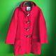 Vintage Montgomery Tibbett Red Wool Blend Toggle Jacket Hood Coat Sz 38 England
