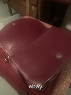 Vintage Must De Cartier Bordeaux Leather Shoulder Flap Bag Purse Gold Burgundy