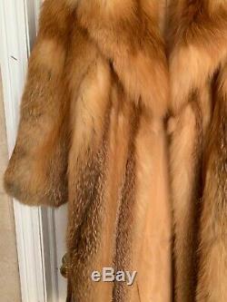 Vintage Natural Red Fox Real Fur Full Long Coat Small