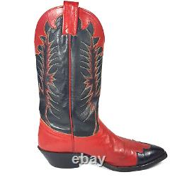 Vintage Nocona Womens Cowboy Western Boots Black Red Leather 8 39 USA