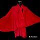 Vintage Norma Kamali 80s Avant Garde Red Draped Dress Poet Balloon Sleeve 8 Ooak