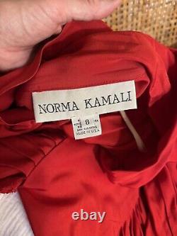 Vintage Norma Kamali 80s Avant Garde Red Draped Dress Poet Balloon Sleeve 8 OOAK