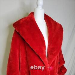 Vintage O'BRIANE PARIS made in France Red SOFT Faux Fur Coat Sz M/L RARE