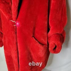 Vintage O'BRIANE PARIS made in France Red SOFT Faux Fur Coat Sz M/L RARE