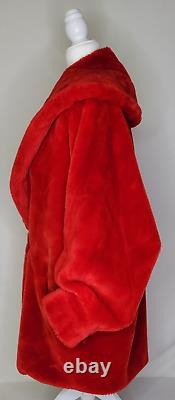 Vintage O'BRIANE PARIS made in France Red SOFT Faux Fur Coat Sz M/L RARE