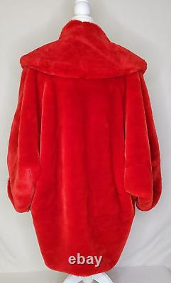 Vintage O'BRIANE PARIS made in France Red SOFT Faux Fur Coat Sz M/L RARE