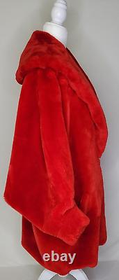 Vintage O'BRIANE PARIS made in France Red SOFT Faux Fur Coat Sz M/L RARE