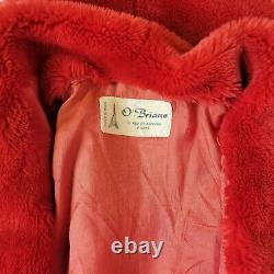 Vintage O'BRIANE PARIS made in France Red SOFT Faux Fur Coat Sz M/L RARE