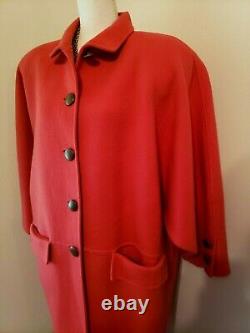 Vintage OSCAR DE LA RENTA Oversized Coat Womens Red Wool Overcoat size 4