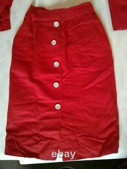 Vintage Oscar De La Renta Red 2 Piece Suit Size 8 Womens (cb48)