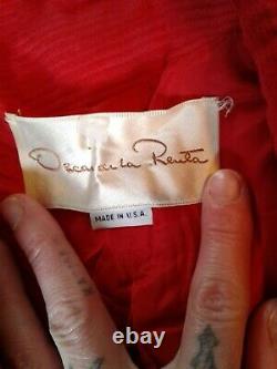 Vintage Oscar De La Renta Red 2 Piece Suit Size 8 Womens (cb48)