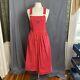 Vintage Osh Kosh Denim Jumper Womens 8 Red Overalls Dress Bibs Usa Rare Pockets