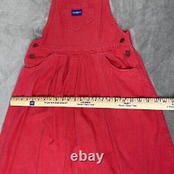 Vintage Osh Kosh Denim Jumper Womens 8 Red Overalls Dress Bibs USA Rare Pockets