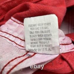 Vintage Osh Kosh Denim Jumper Womens 8 Red Overalls Dress Bibs USA Rare Pockets
