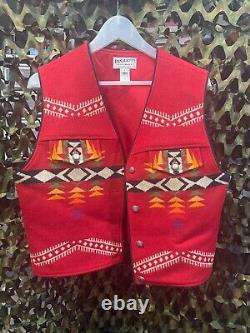 Vintage Pendleton Originals Red Virgin Wool Southwestern Vest sz L Made in USA