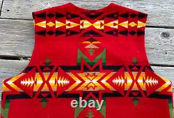 Vintage Pendleton Women's XL Red Multicolor Aztec Navajo Wool Blend Vest USA