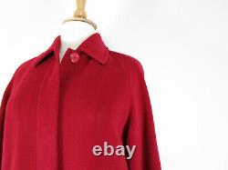 Vintage Pendleton Womens Solid Red Wool Cashmere Long Trench Top Coat Size 12