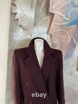 Vintage Perry Ellis Portfolio Burgundy Red Wool Long Maxi Womens Coat Size 8