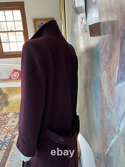 Vintage Perry Ellis Portfolio Burgundy Red Wool Long Maxi Womens Coat Size 8