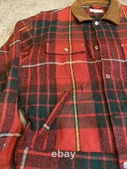 Vintage Polo Ralph Lauren Women Large Red Plaid Authentic Dungarees Coat Jacket