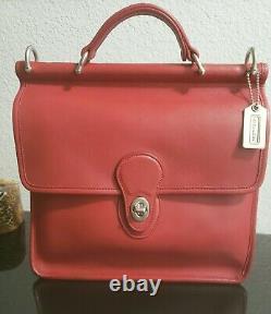 Vintage RED COACH WILLIS Handbag 9927 Leather Nickel Top Handle RARE BEAUTY