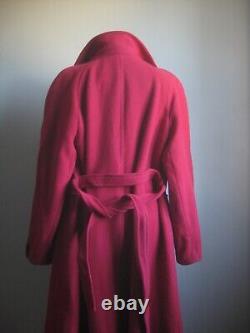 Vintage RED PURE NEW WOOL COAT 12 14 ENGLISH LADY belt 100% fit flare raspberry